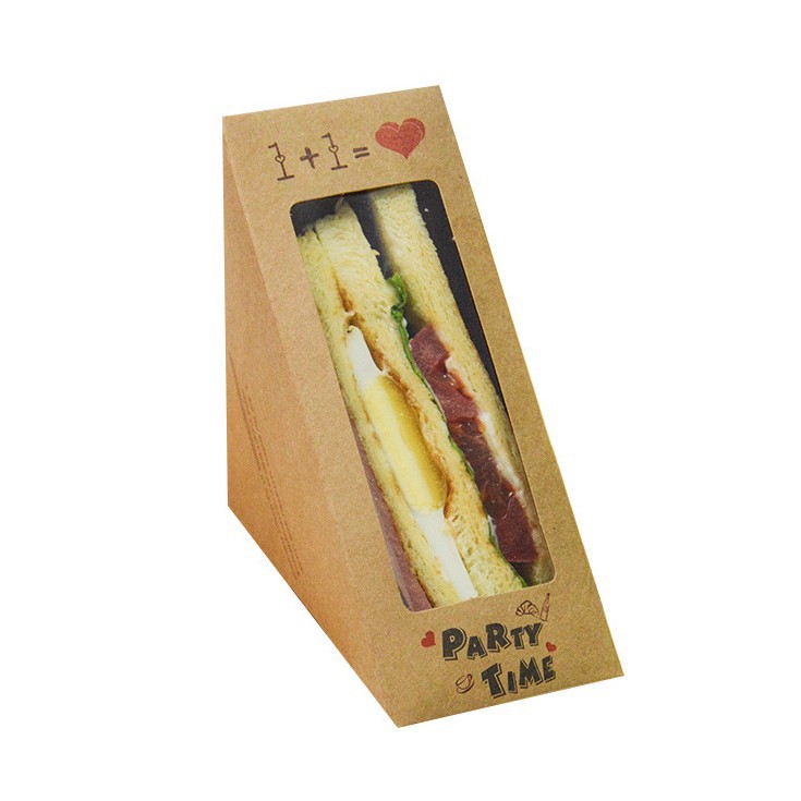Triangle Shape Disposable Paper Sandwich Packaging Box With Window